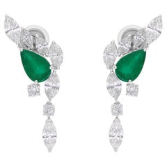 Smeraldo dello Zambia da 1,70 carati Diamante SI/H da 3,23 carati Orecchini in oro bianco da 18 carati
