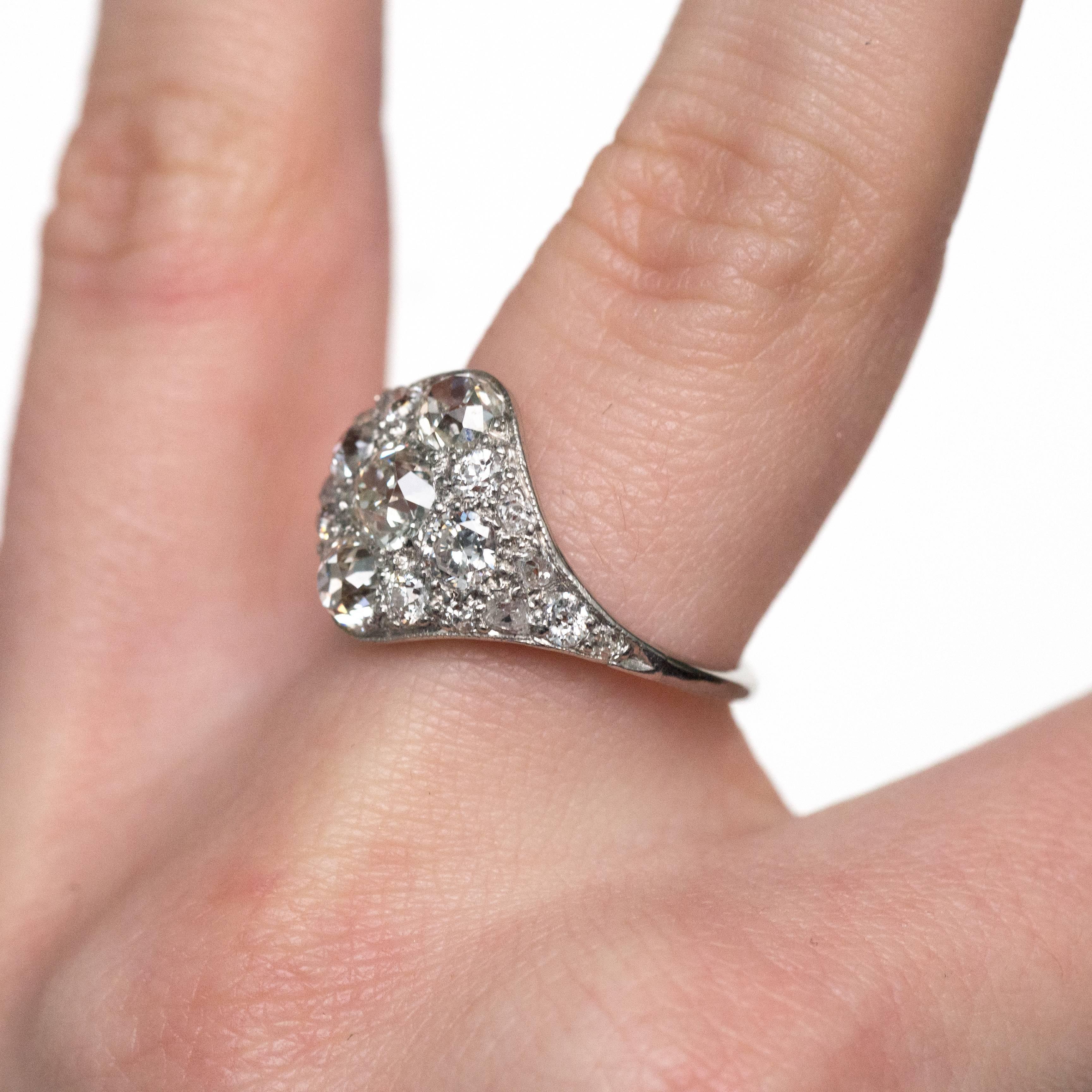 1.70 Carat, Total Weight Diamond Platinum Engagement Ring 2