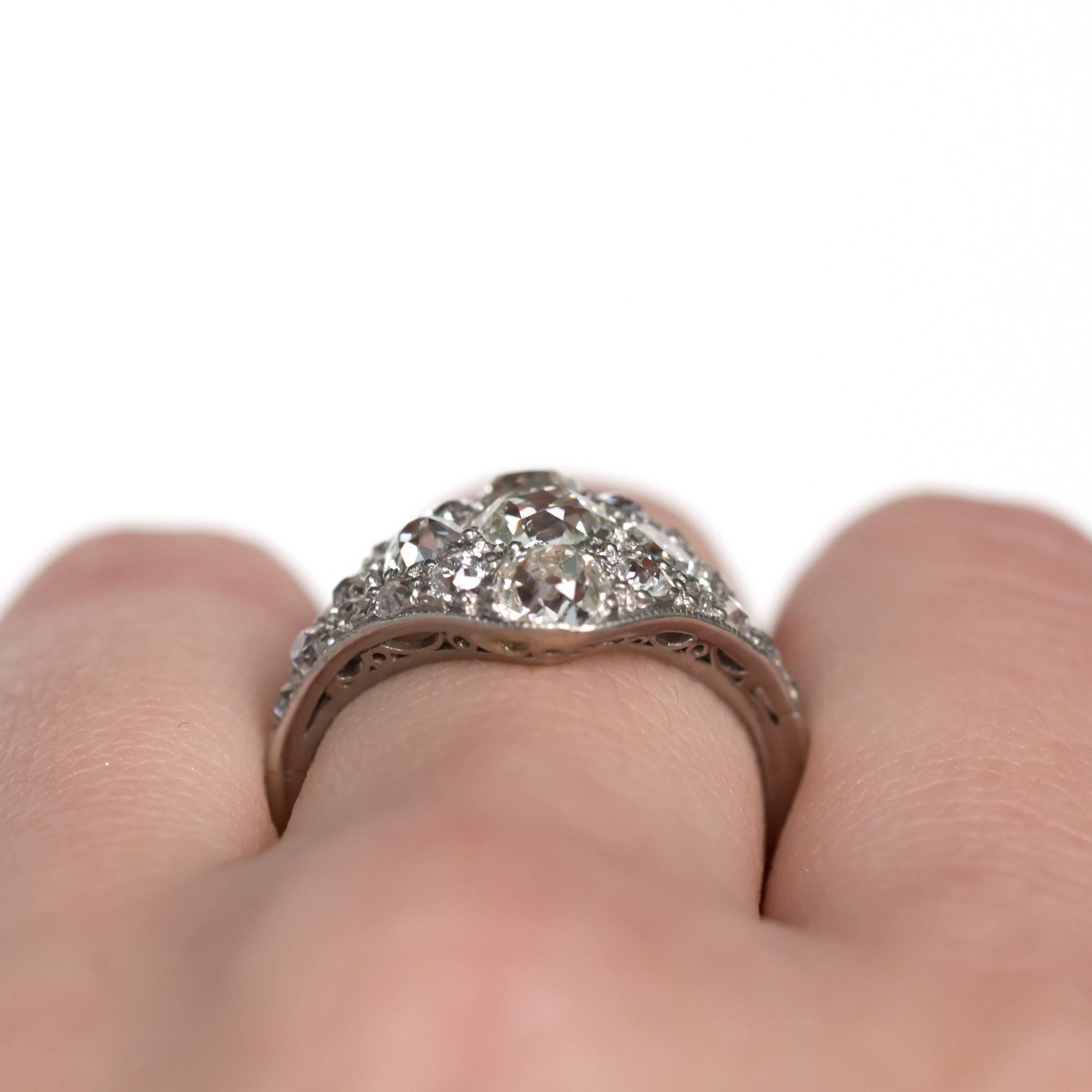 1.70 Carat, Total Weight Diamond Platinum Engagement Ring 3