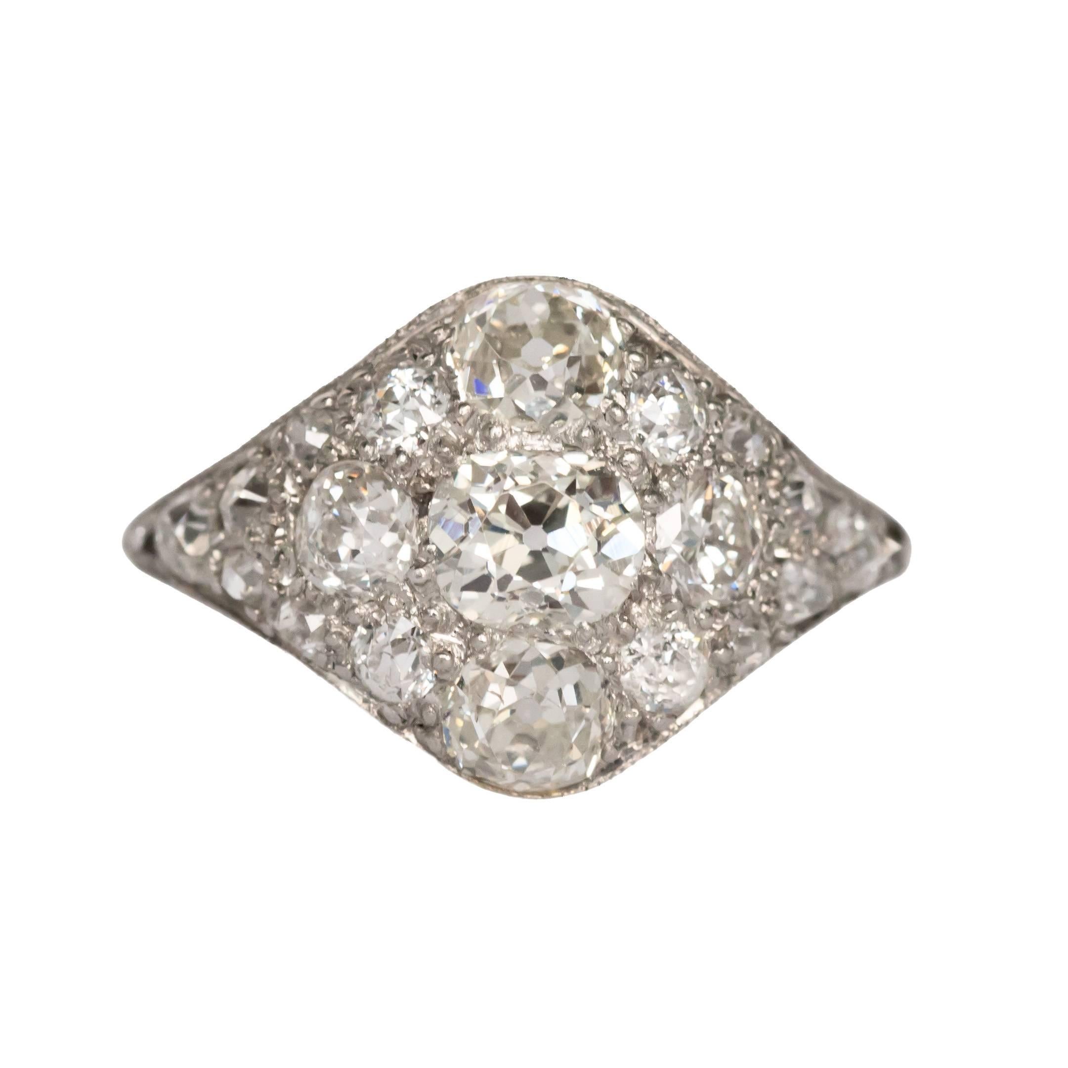 1.70 Carat, Total Weight Diamond Platinum Engagement Ring