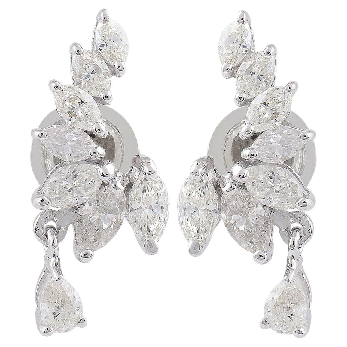 1.70 Carats Diamond 14 Karat White Gold Earrings