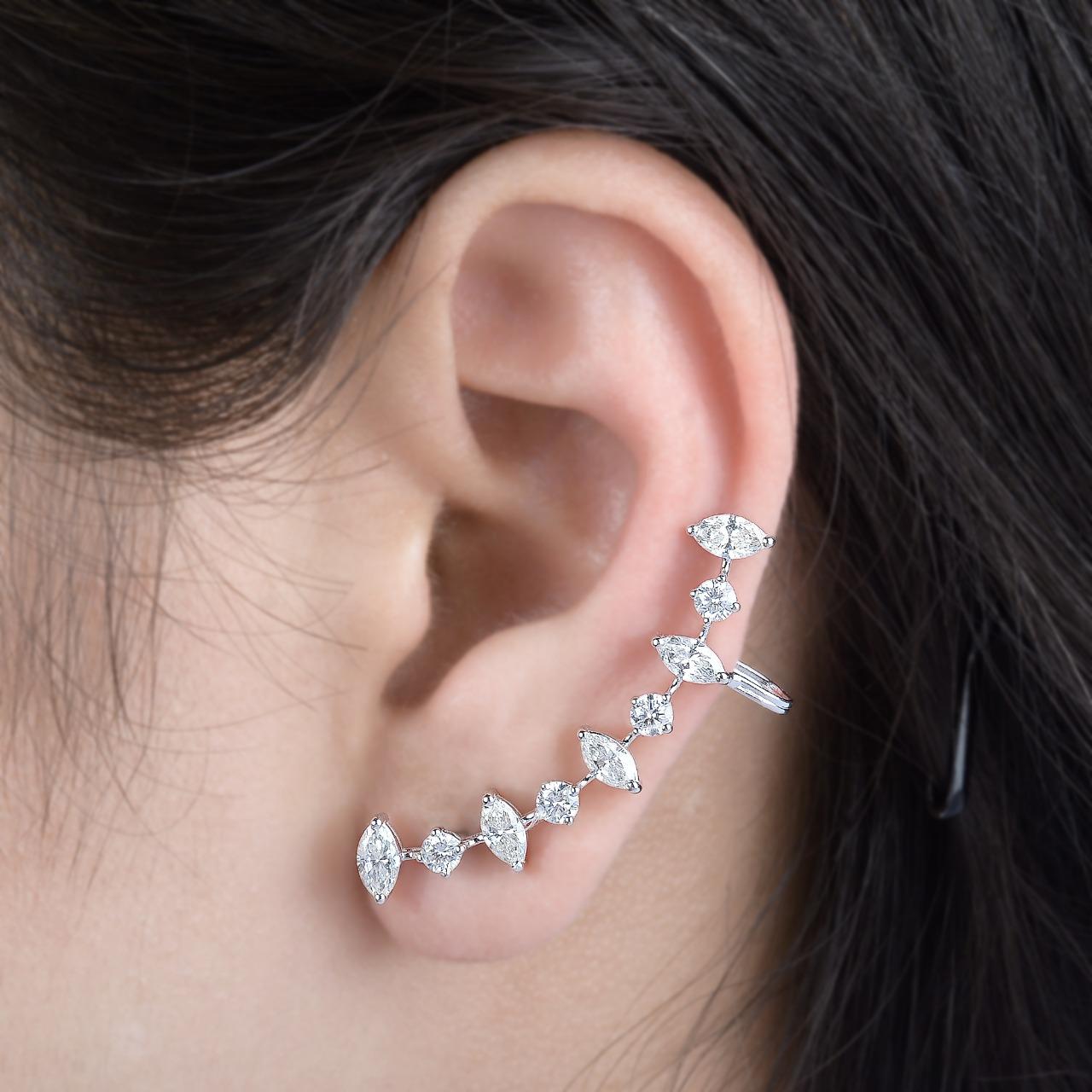 These ear cuff are handmade in 14-karat gold and beautifully detailed with 1.70 carats diamonds. Show off their unique style by sweeping your hair back.

FOLLOW  MEGHNA JEWELS storefront to view the latest collection & exclusive pieces.  Meghna
