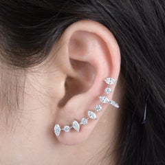 1.70 Carats Diamond 14 Karat Gold Ear Cuff Earrings