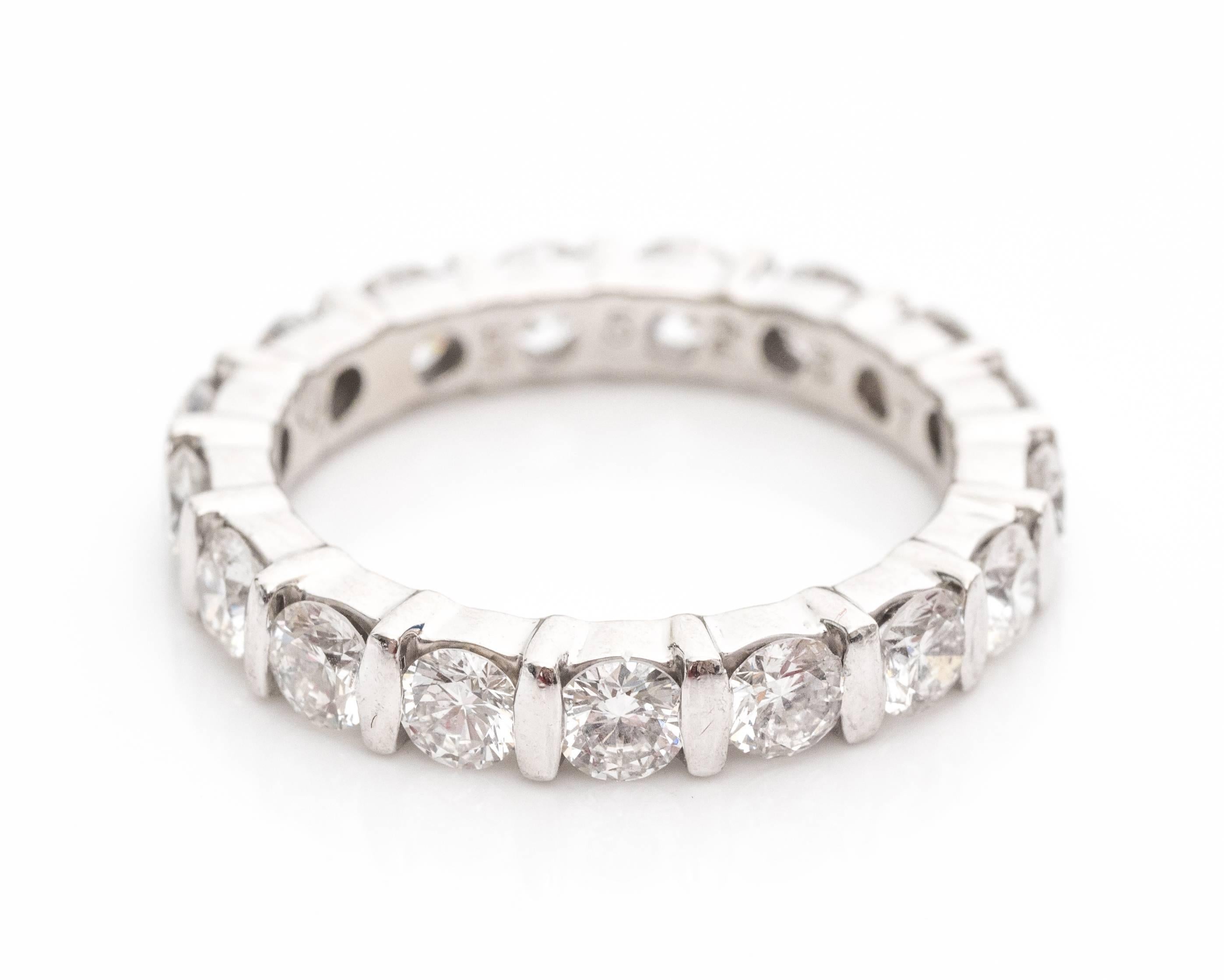 Modern 1.70 Carats Diamond Eternity Platinum Band Ring For Sale