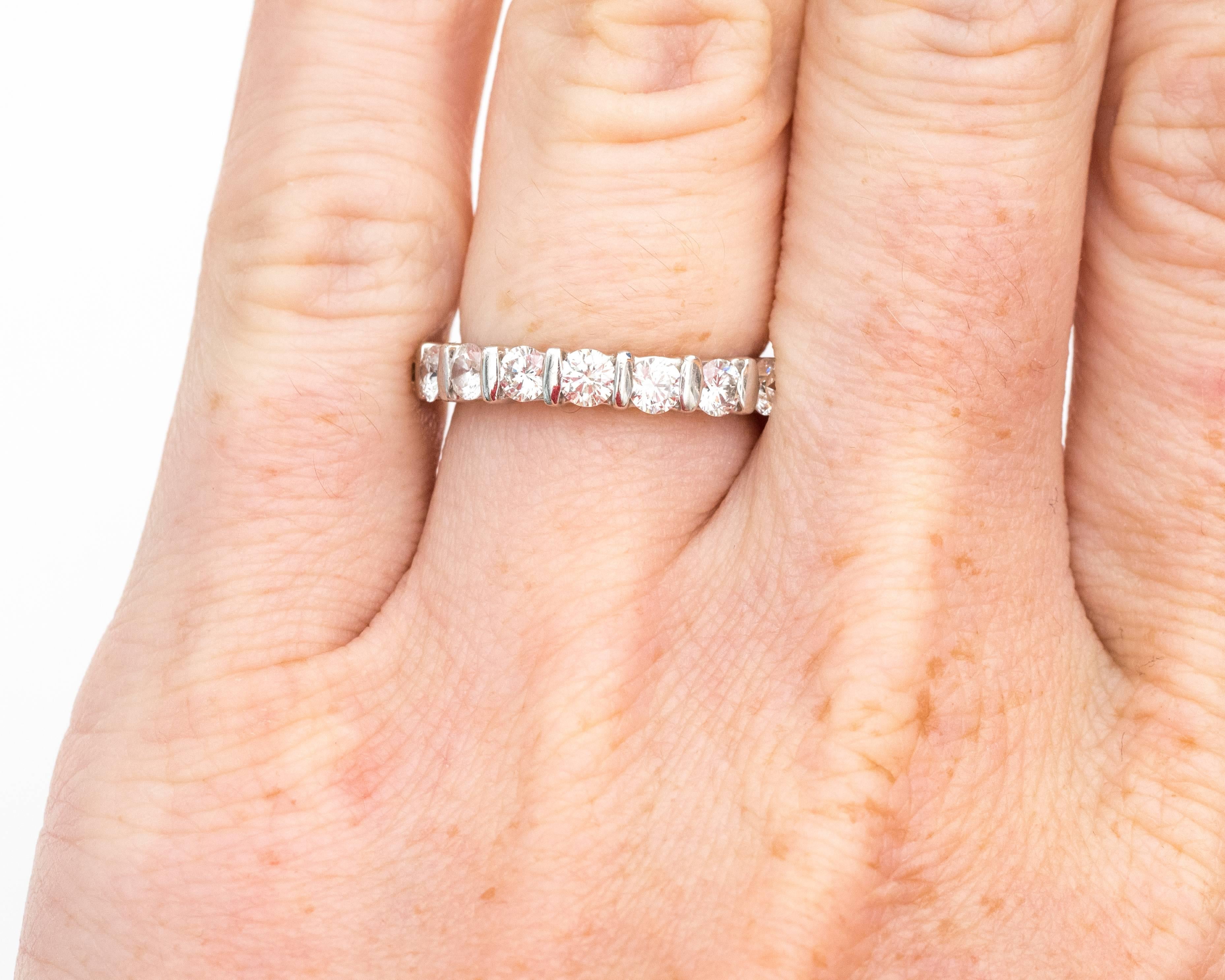 1.70 Carats Diamond Eternity Platinum Band Ring In Excellent Condition For Sale In Hicksville, NY
