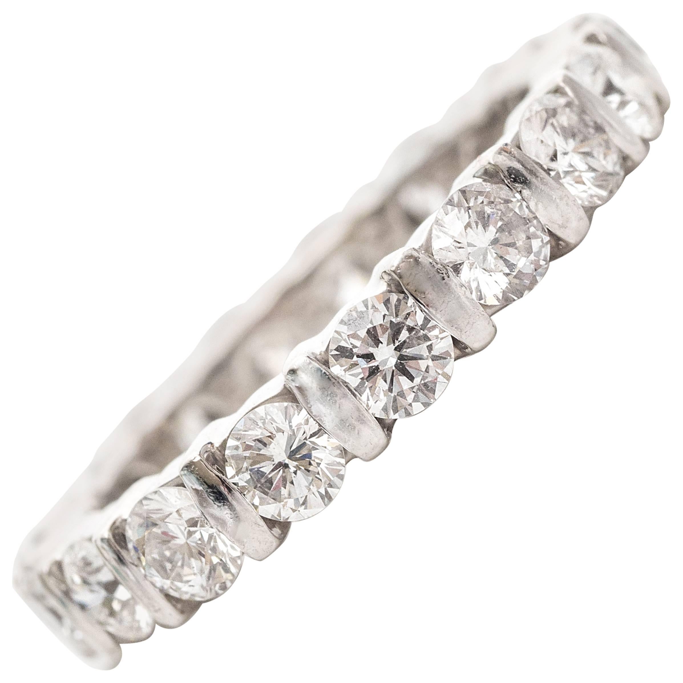 1.70 Carats Diamond Eternity Platinum Band Ring
