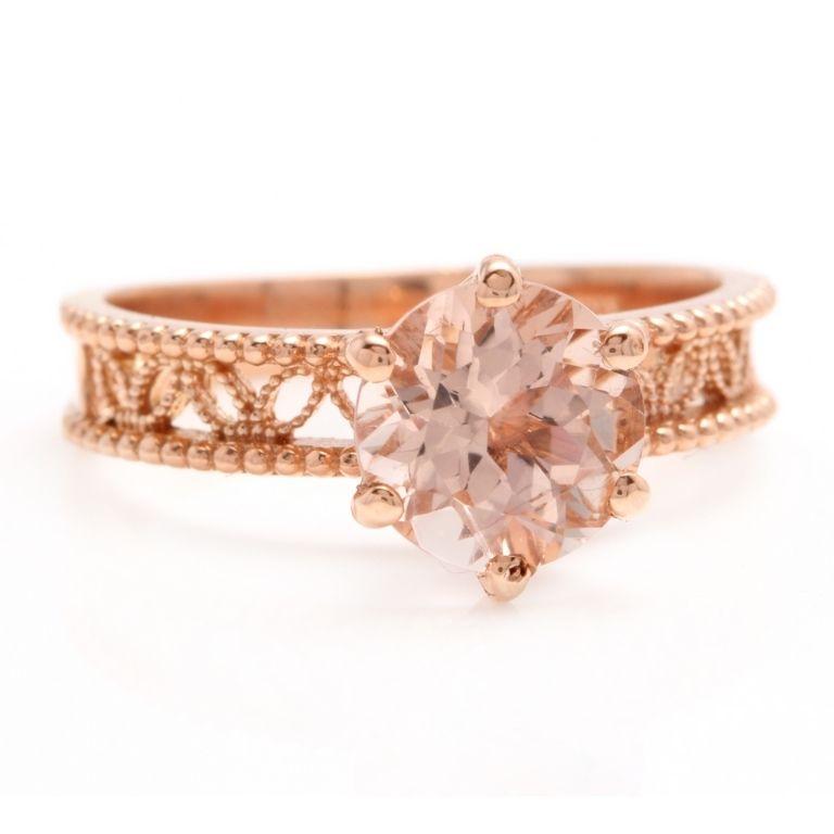 1.70 Carats Exquisite Natural Morganite 14K Solid Rose Gold Ring

Total Natural Morganite Weight is: Approx. 1.70 Carats

Morganite Measures: Approx. 7.70mm

Ring size: 6.5 (we offer free re-sizing upon request)

Ring total weight: 3.3