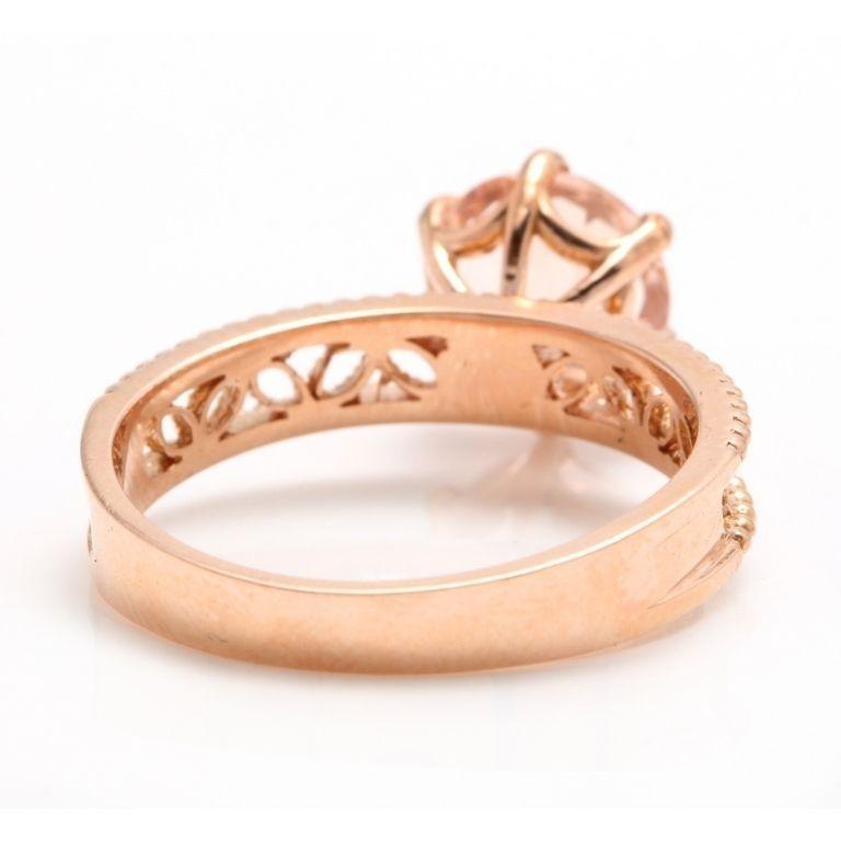 Rose Cut 1.70 Carat Exquisite Natural Morganite 14 Karat Solid Rose Gold Ring For Sale