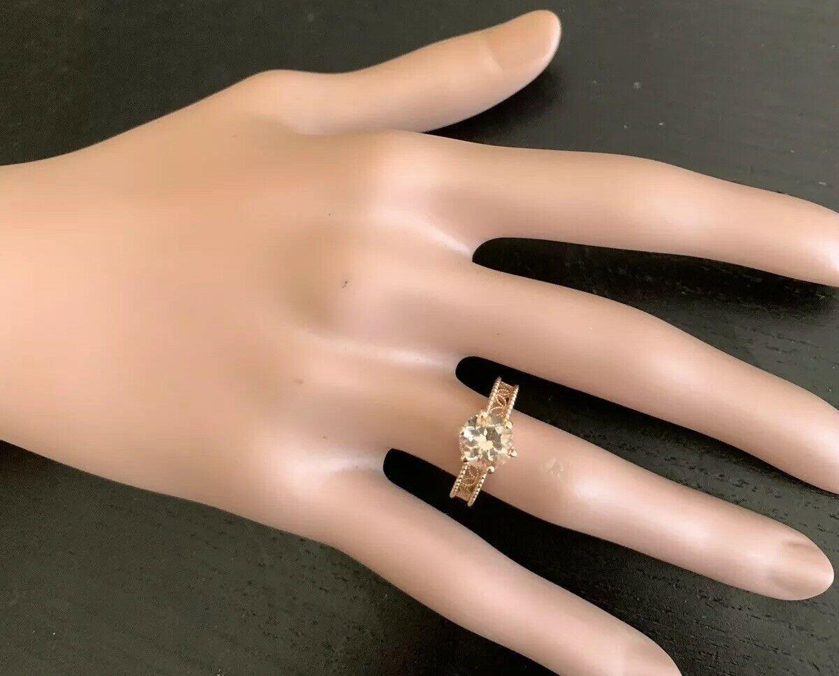 1.70 Carat Exquisite Natural Morganite 14 Karat Solid Rose Gold Ring For Sale 1