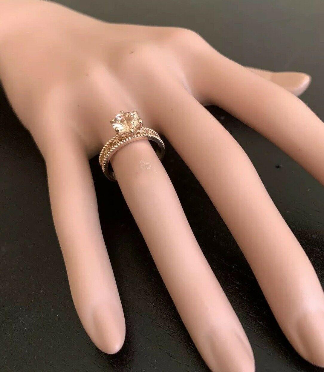 1.70 Carat Exquisite Natural Morganite 14 Karat Solid Rose Gold Ring For Sale 2