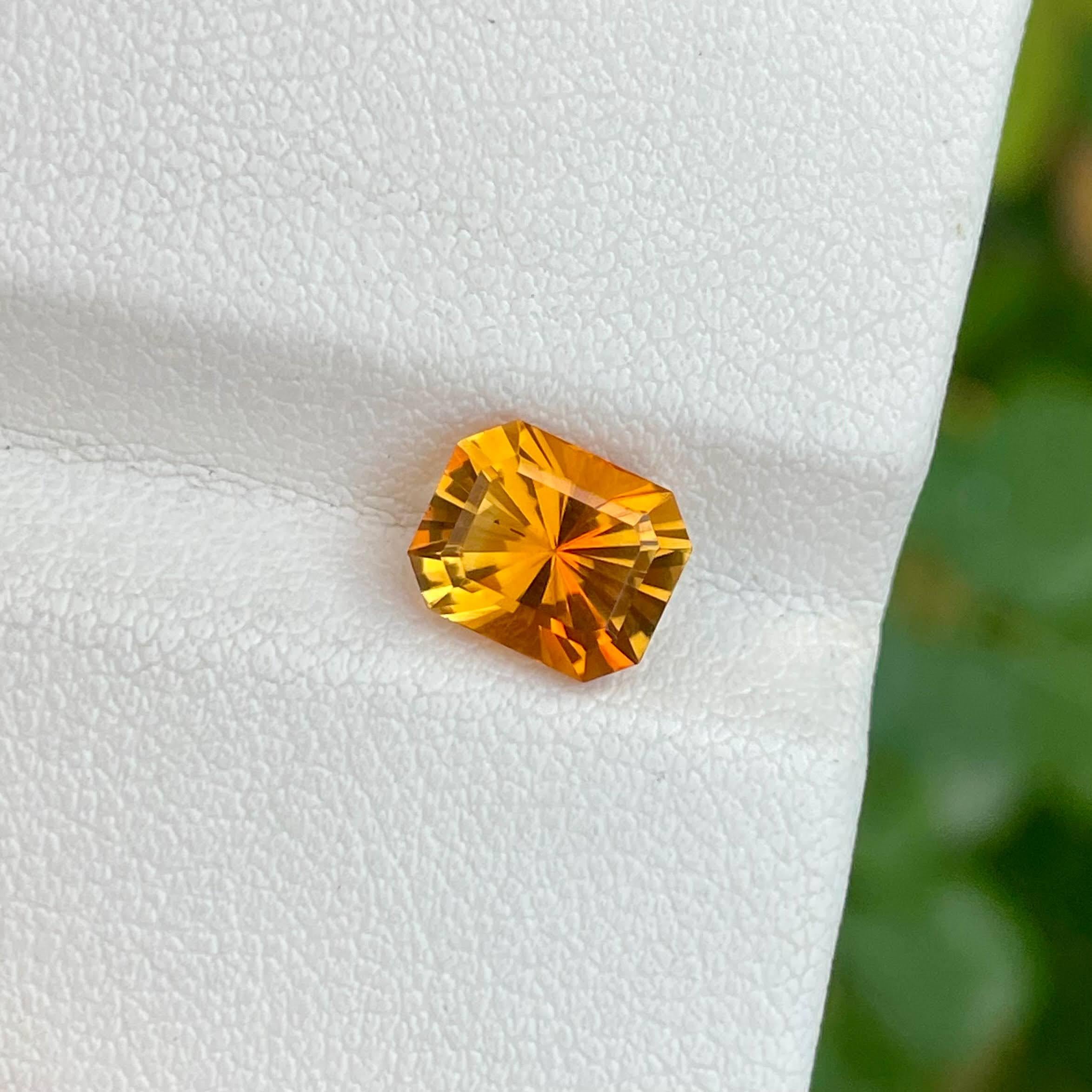 Mixed Cut 1.70 Carats Madeira Citrine Stone Custom Precision Cut Portuguese Gemstone For Sale