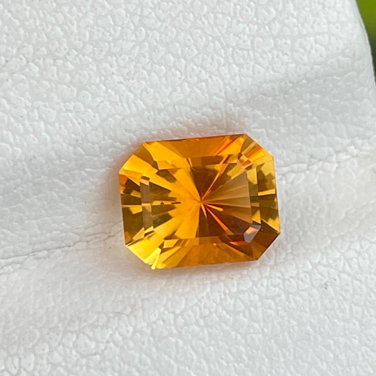 Women's or Men's 1.70 Carats Madeira Citrine Stone Custom Precision Cut Portuguese Gemstone For Sale