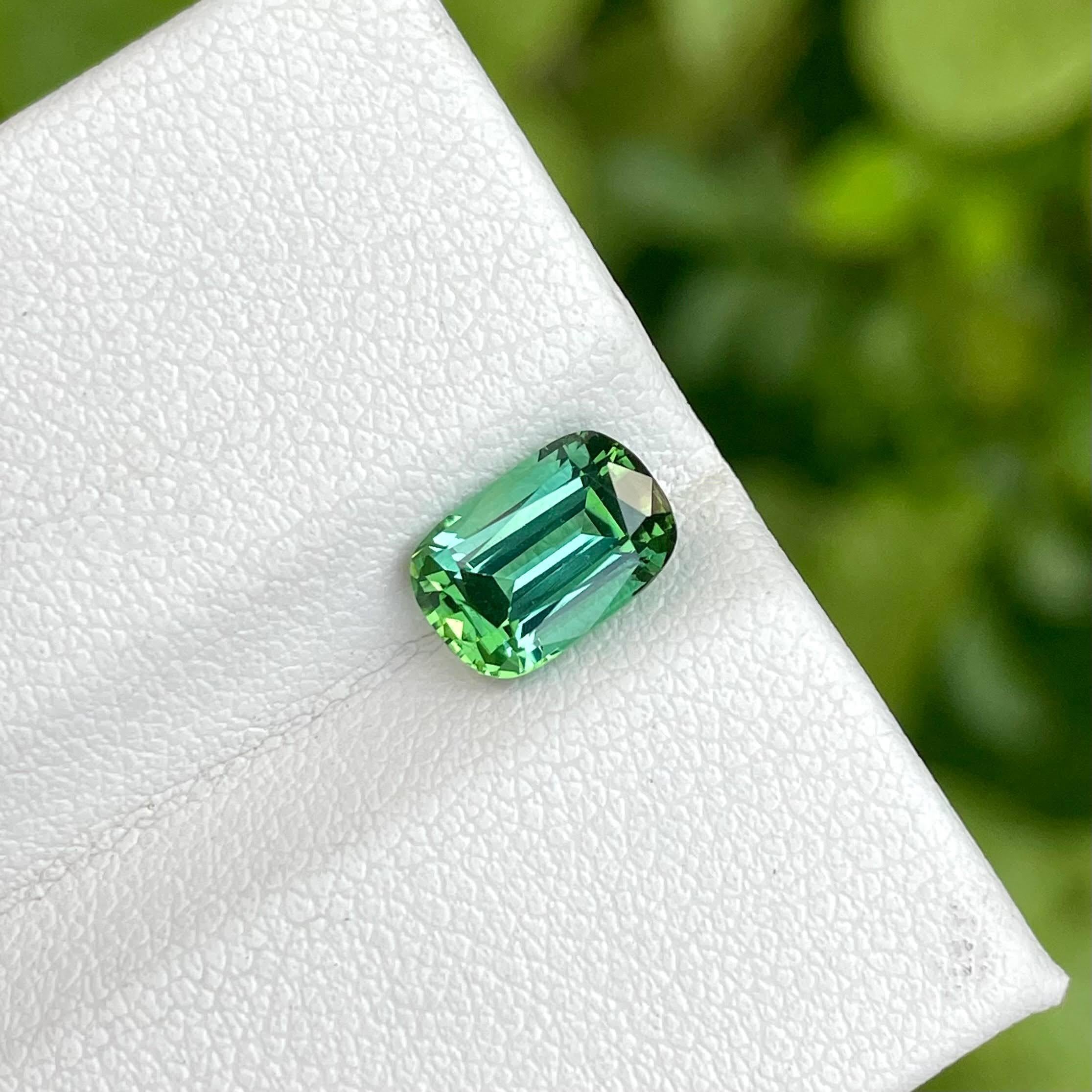 Weight 1.70 carats 
Dimensions 8.6x5.7x4.6 mm
Treatment none 
Origin Afghanistan 
Clarity eye clean 
Shape cushion 
Cut Cushion 



The 1.75 carat Mint Green Tourmaline stone, meticulously cut into a cushion shape, is a striking example of Afghan