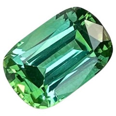 1.70 Carats Mint Green Tourmaline Stone Cushion Cut Afghan Gemstone