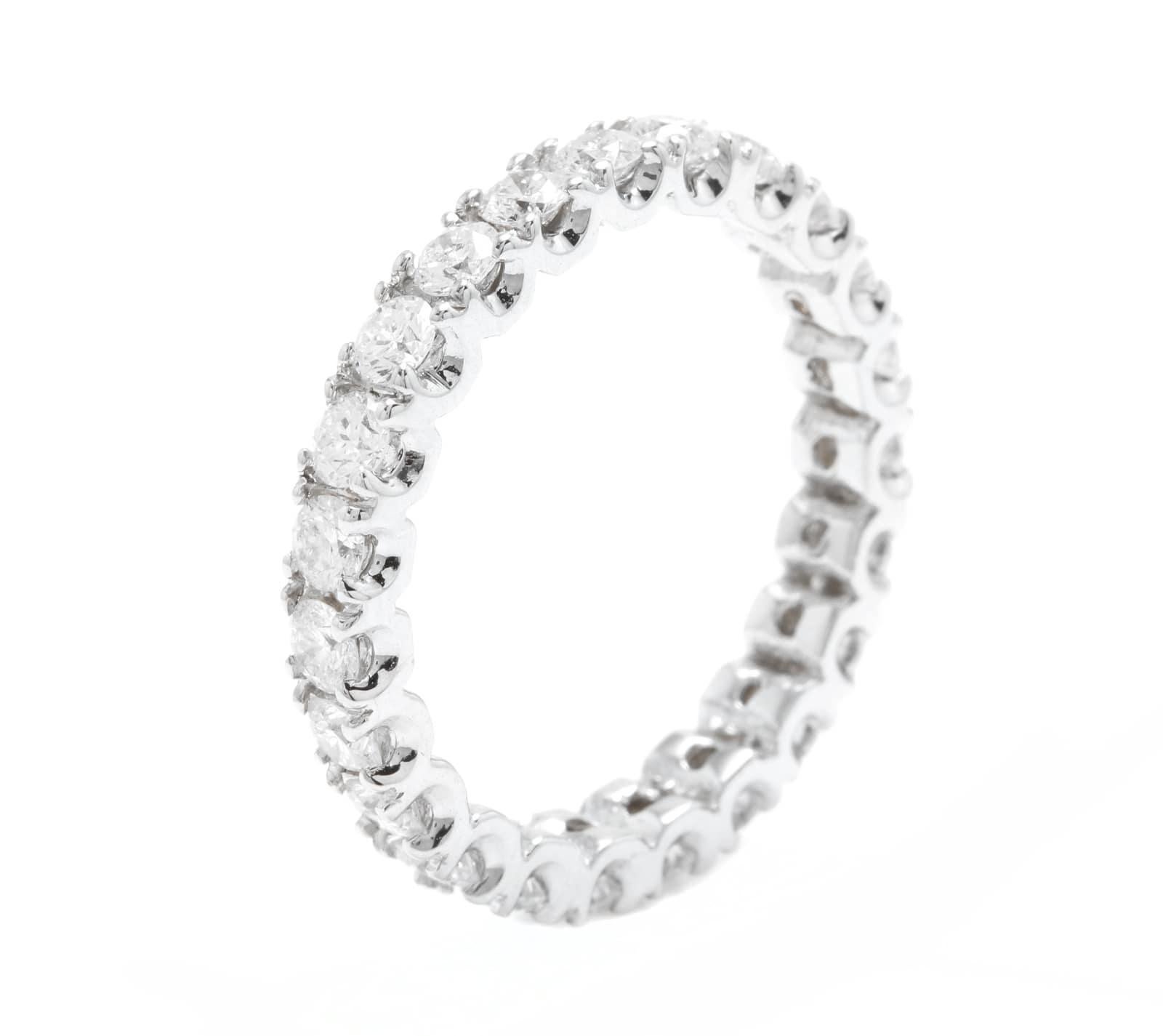 1.70 Carats Natural Diamond 14K Solid White Gold Eternity Ring

Suggested Replacement Value: Approx. $6,000.00

Total Natural Round Cut Diamonds Weight: Approx. 1.70 Carats (color G-H / Clarity SI1-SI2)

The width of the ring is: 3.2mm

Ring size: 7