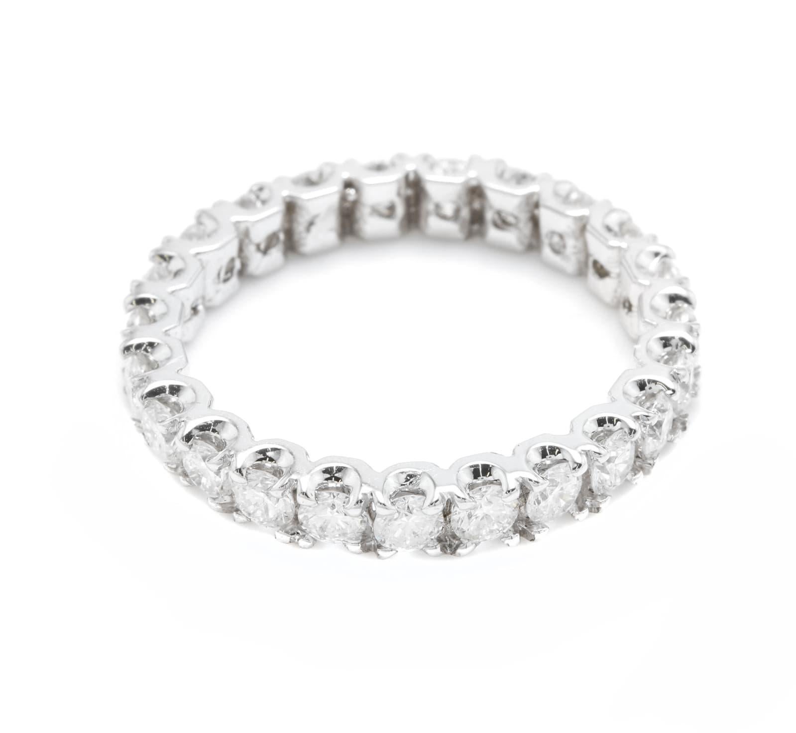 Round Cut 1.70 Carat Natural Diamond 14 Karat Solid White Gold Eternity Ring For Sale