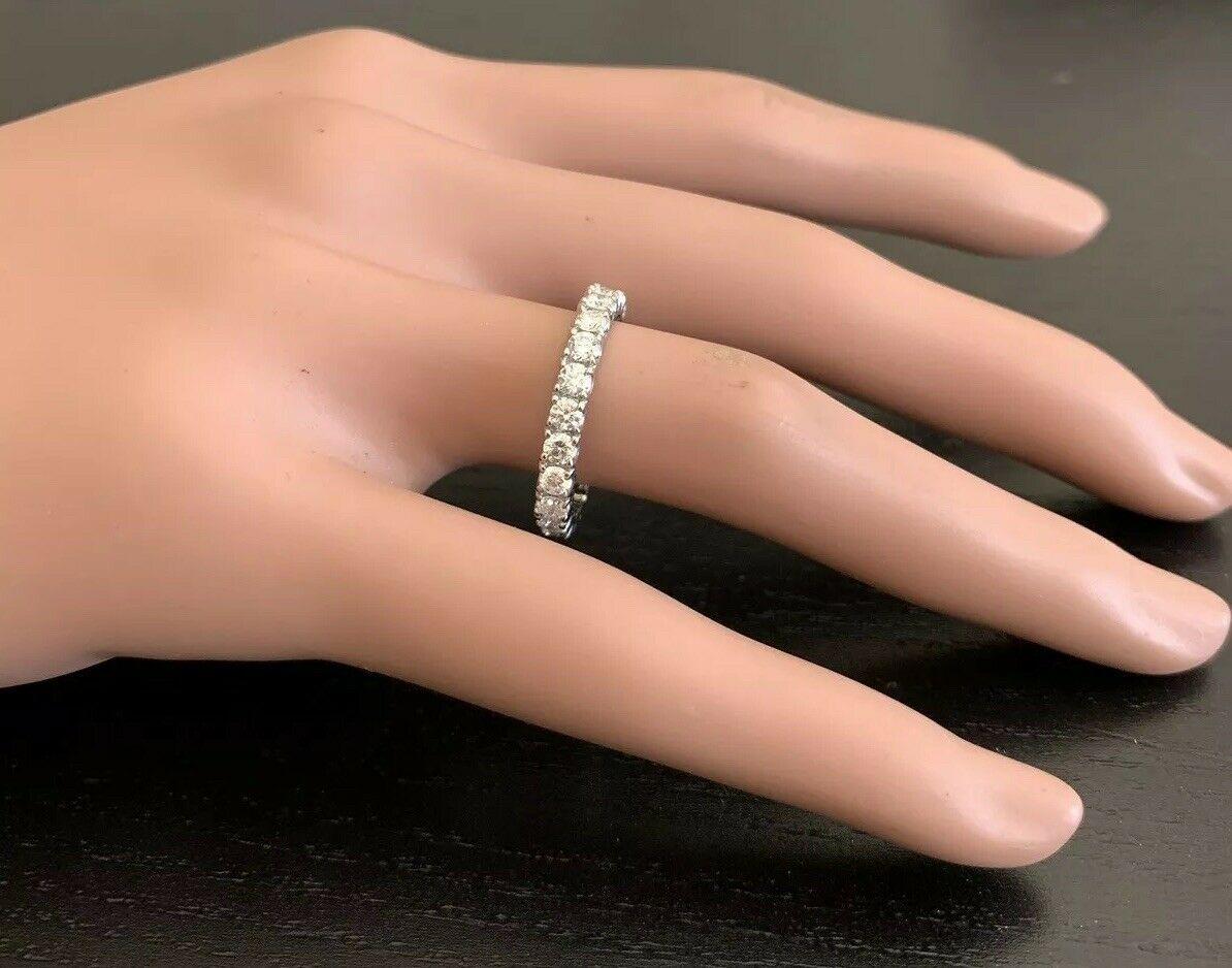 Rose Cut 1.70 Carat Natural Diamond 14 Karat Solid White Gold Eternity Ring For Sale