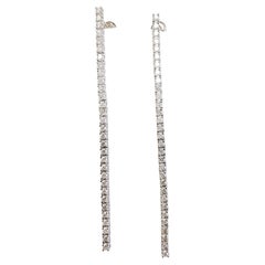 1.70 Carats Natural Diamonds Tennis Drop Earrings 14 Karat White Gold