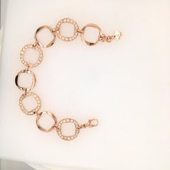 1.70 Carat of Diamonds Rose Gold Chain Flexible Bracelet Italy