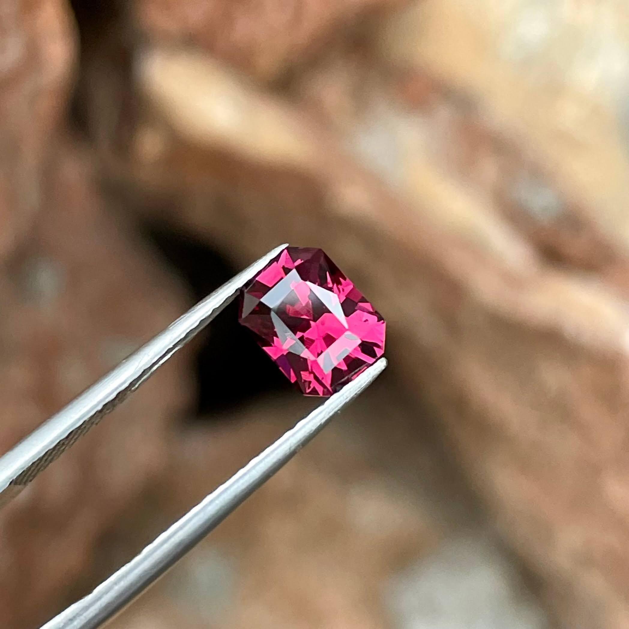 Octagon Cut 1.70 Carats Pink Loose Garnet Stone Custom Precision Cut Tanzanian Gemstone For Sale