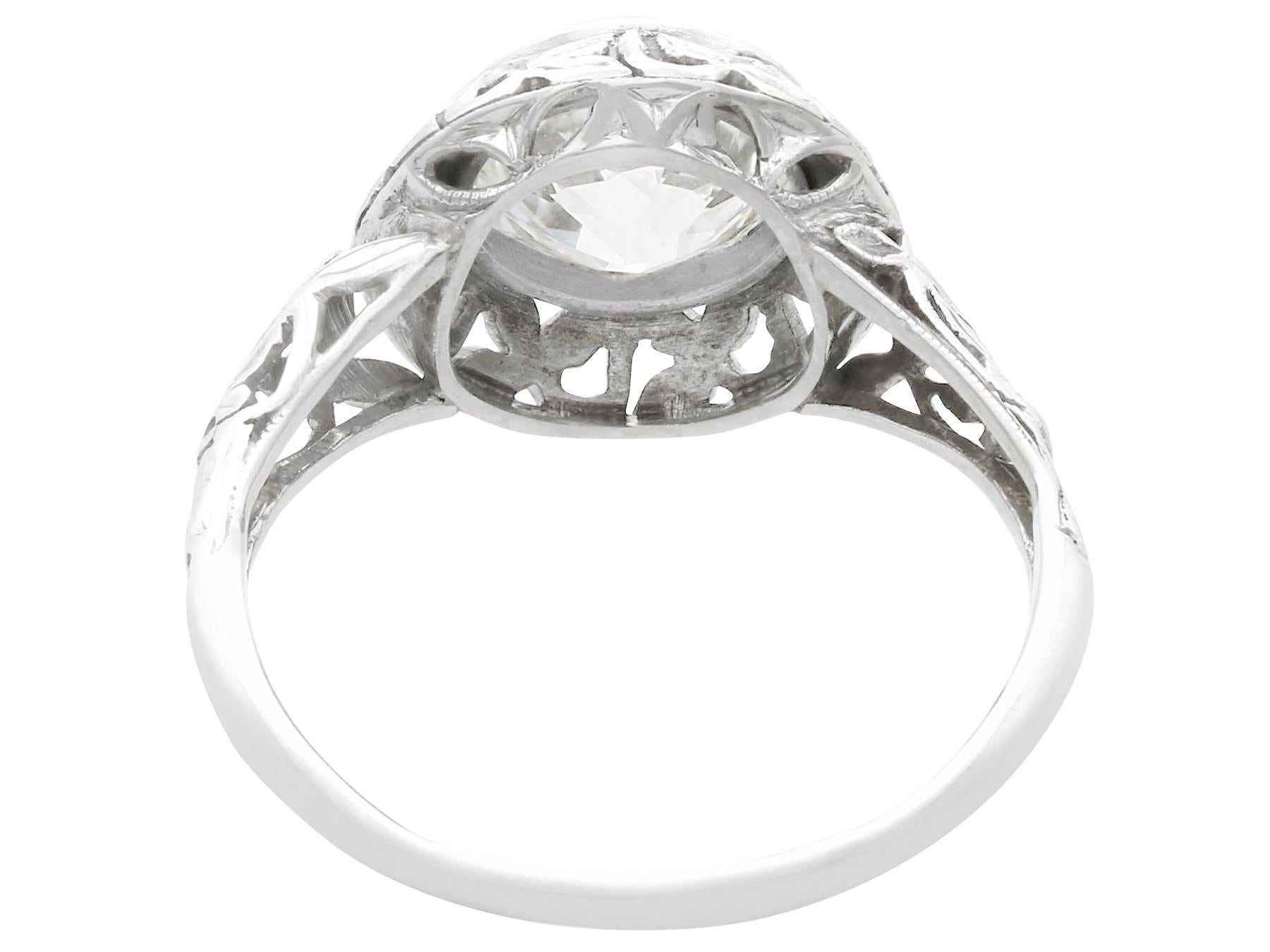 Women's 1.70 Carat Diamond and 18 K White Gold Solitaire Ring, Antique circa 1910