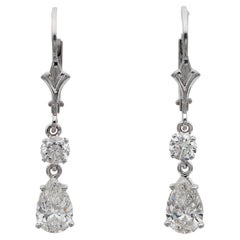 Vintage 1.70 Ct F/G VVS Diamond Exquisite Drop Earrings