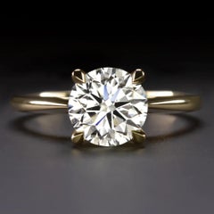 1.70 Ct GIA Cert Round Brilliant Cut Diamond Engagement Ring 18k Yellow Gold