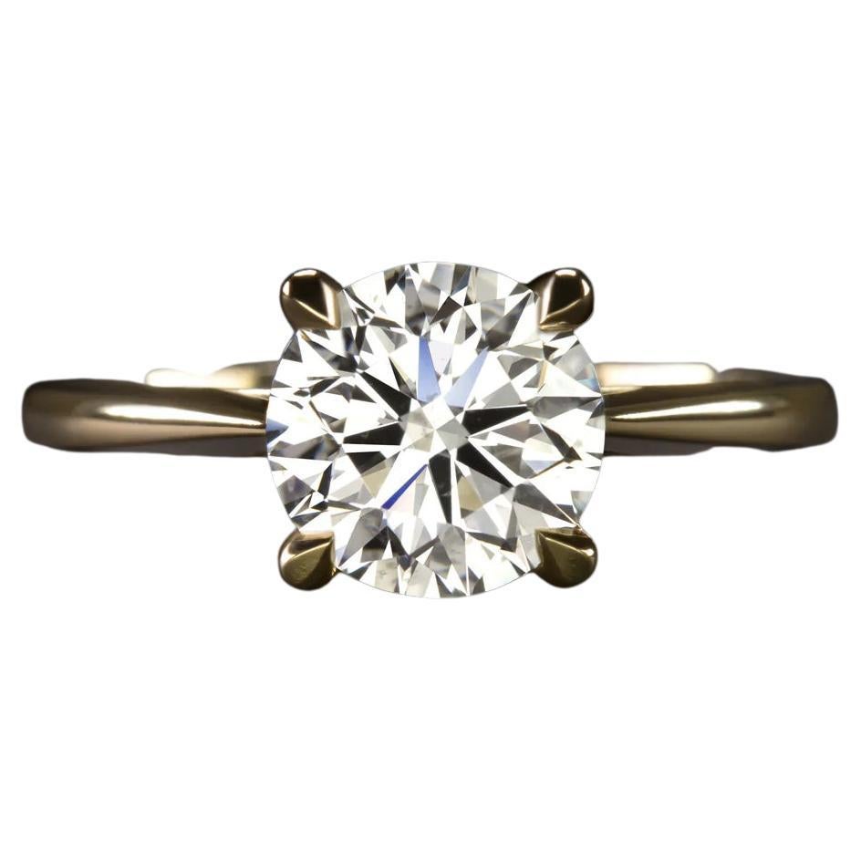 1,70 Karat GIA-zertifizierter runder Diamant-Verlobungsring aus 18 Karat Gelbgold mit Brillantschliff 