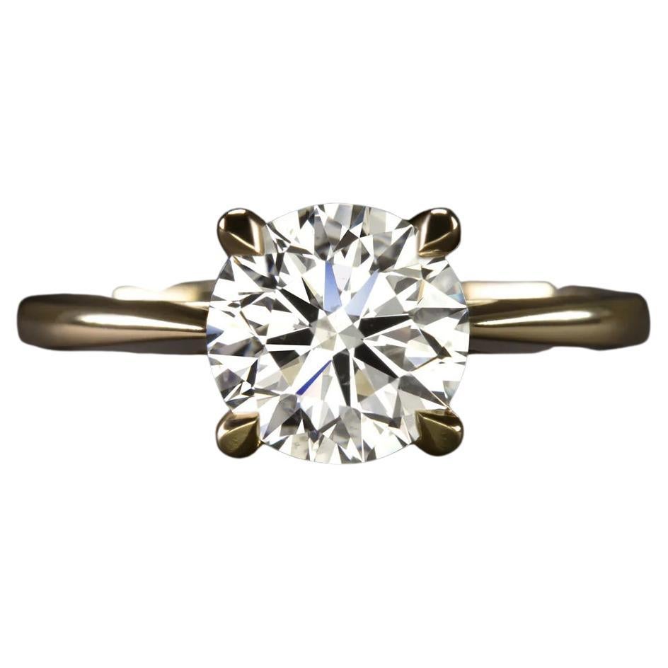 1.70 Ct GIA Cert Round Brilliant Cut Diamond Engagement Ring 18k Yellow Gold