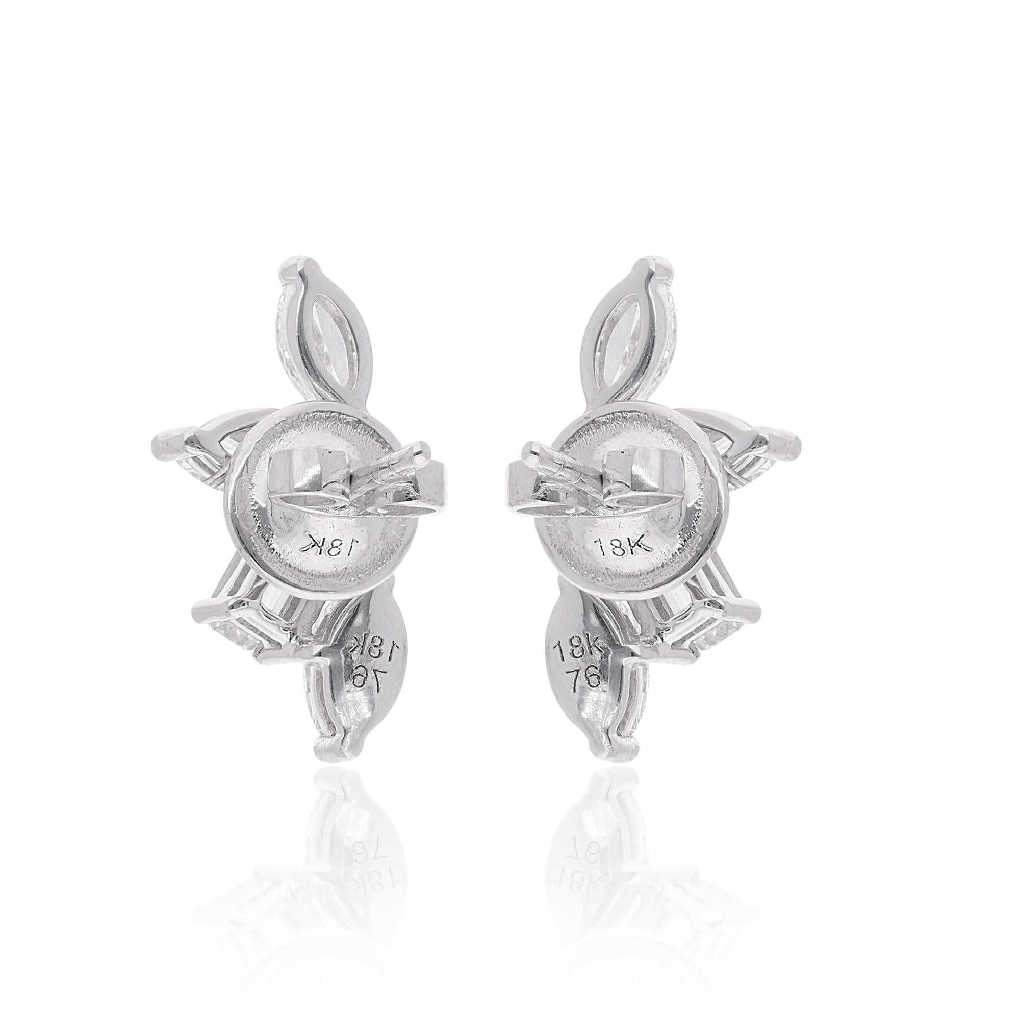 1.70 Ct. Boucles d'oreilles en or blanc 14 carats avec diamants en forme de marquise et d'émeraude Neuf - En vente à Diera, Dubai