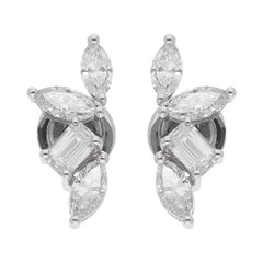 1.70 Ct. Marquise 
Emerald Cut Diamond Earrings 14 Karat White Gold Jewelry