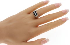 1.70 CT Sapphire & 0.52 CT Diamonds Invisible Set 18K White Gold Band Ring
