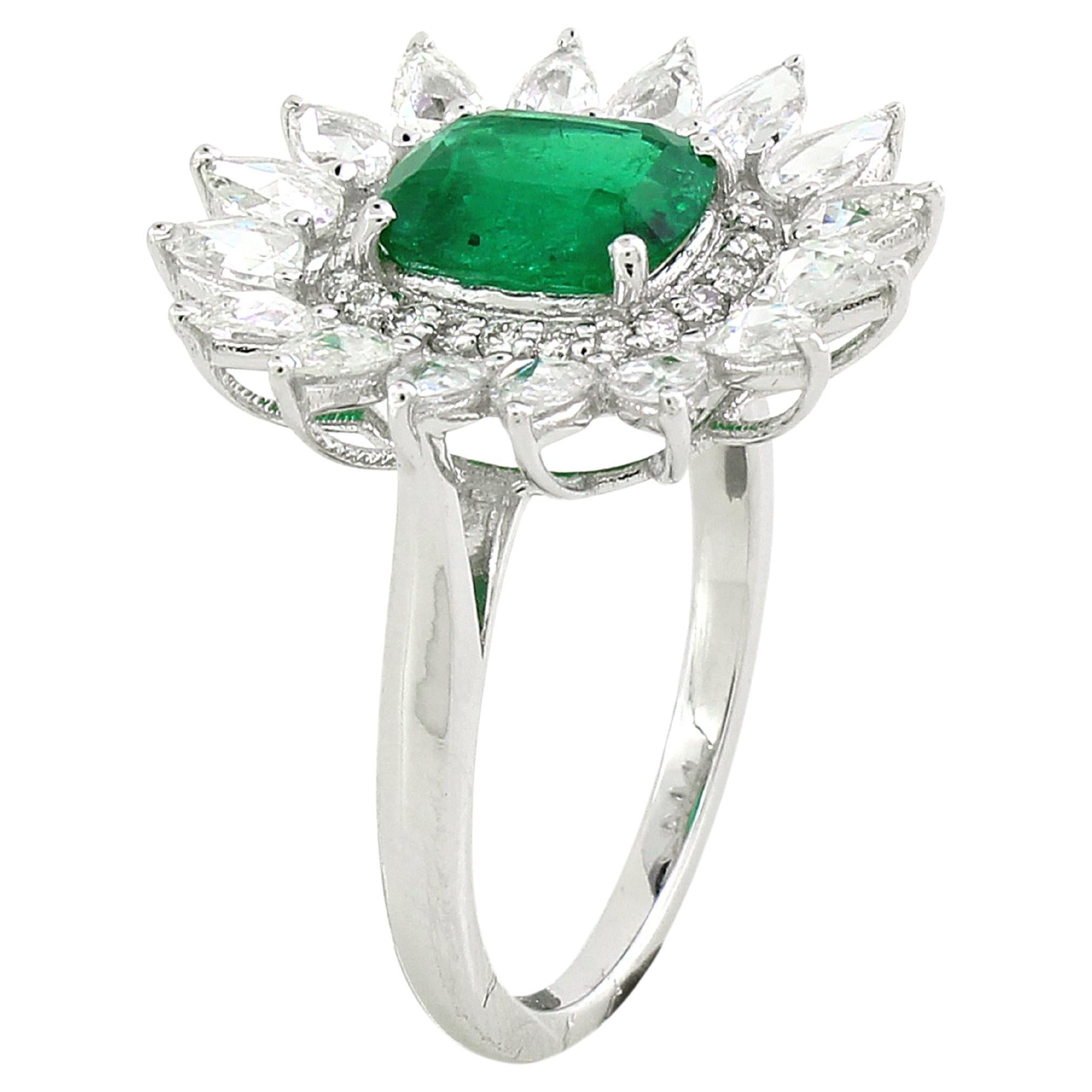 1.70 cts of Emerald and 0.96 cts of Diamond Ring