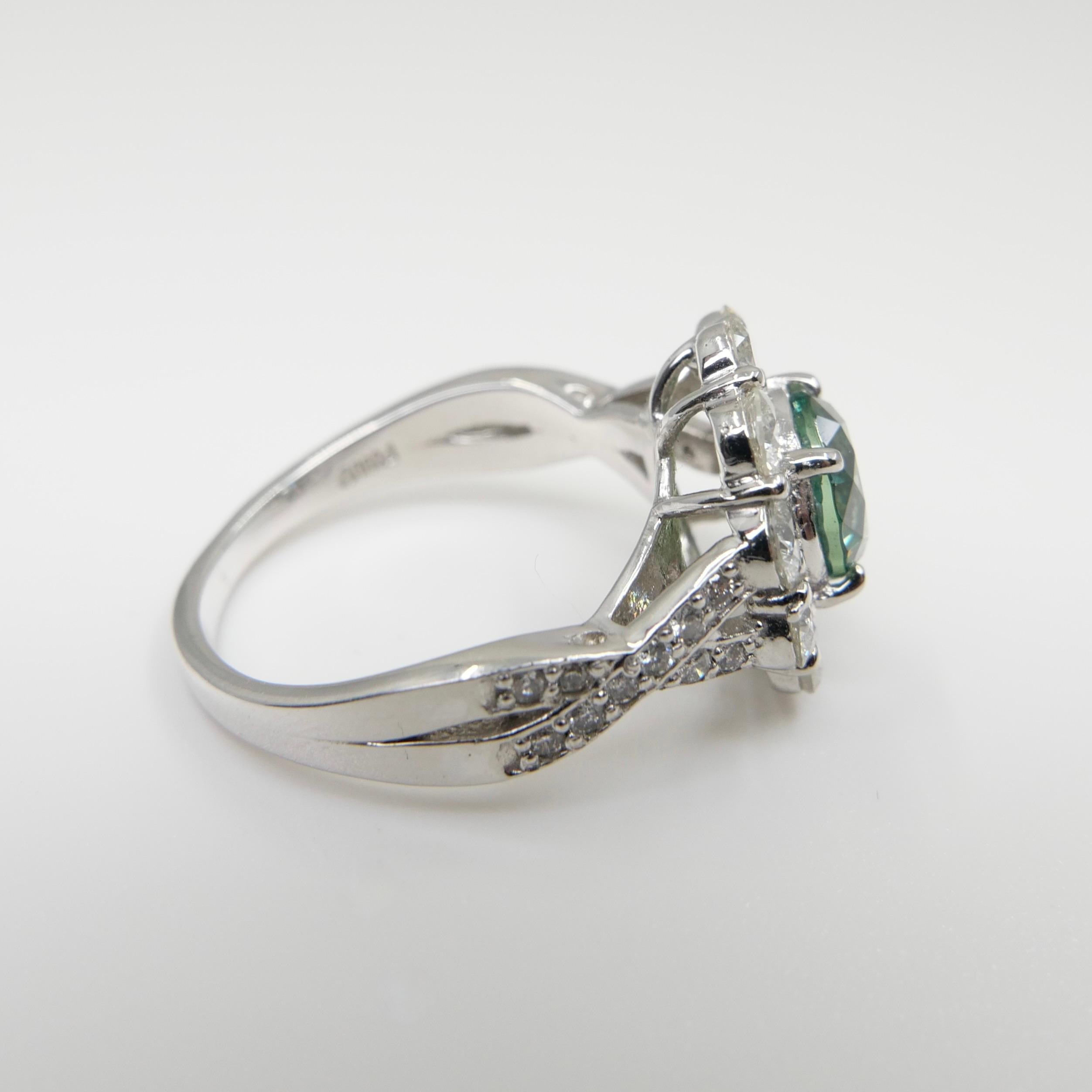 1.70 Demantoid Garnet & Diamond Cluster Platinum Ring, Collector's Item 6