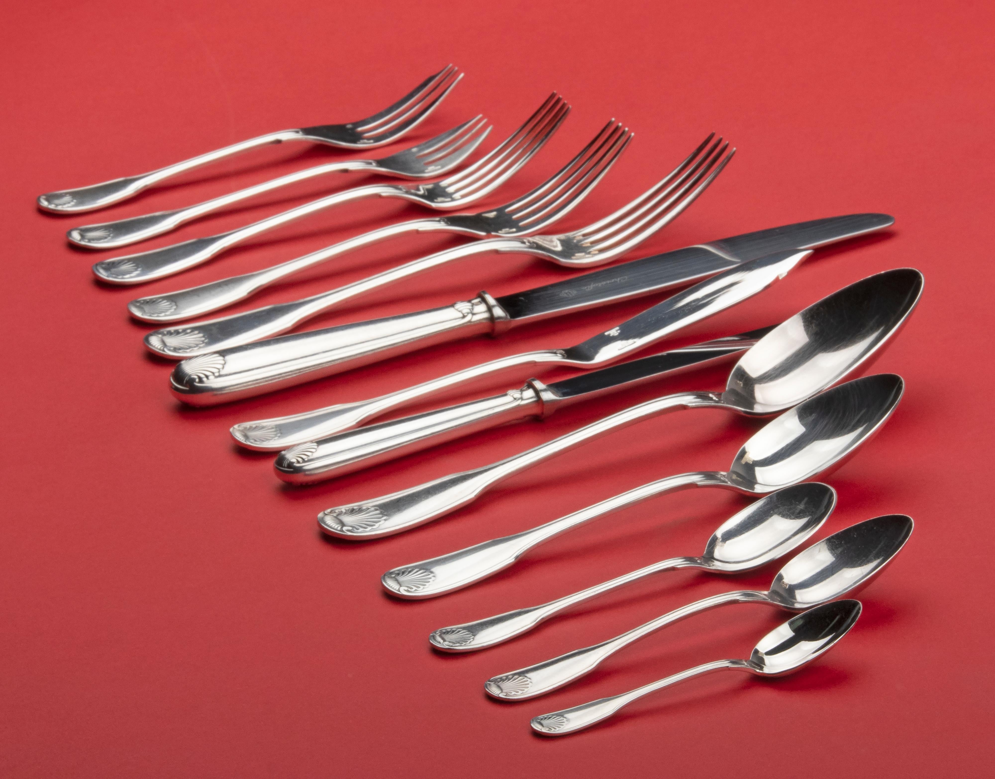 170-Piece Canteen with Silver-Plated Flatware by Christofle, Vendome Coquille 7