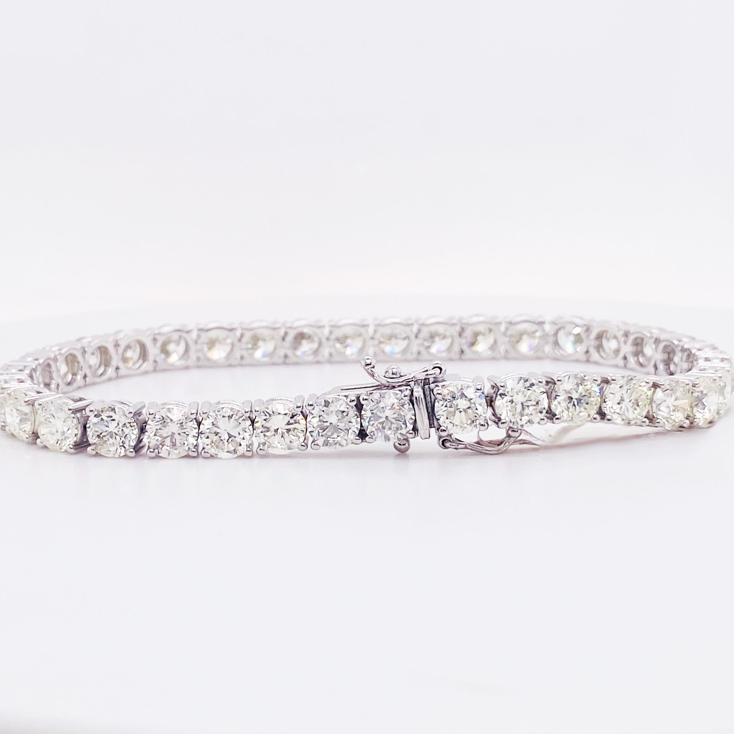Contemporain Bracelet tennis XL en or blanc 14 carats et diamants de 17,00 carats en vente