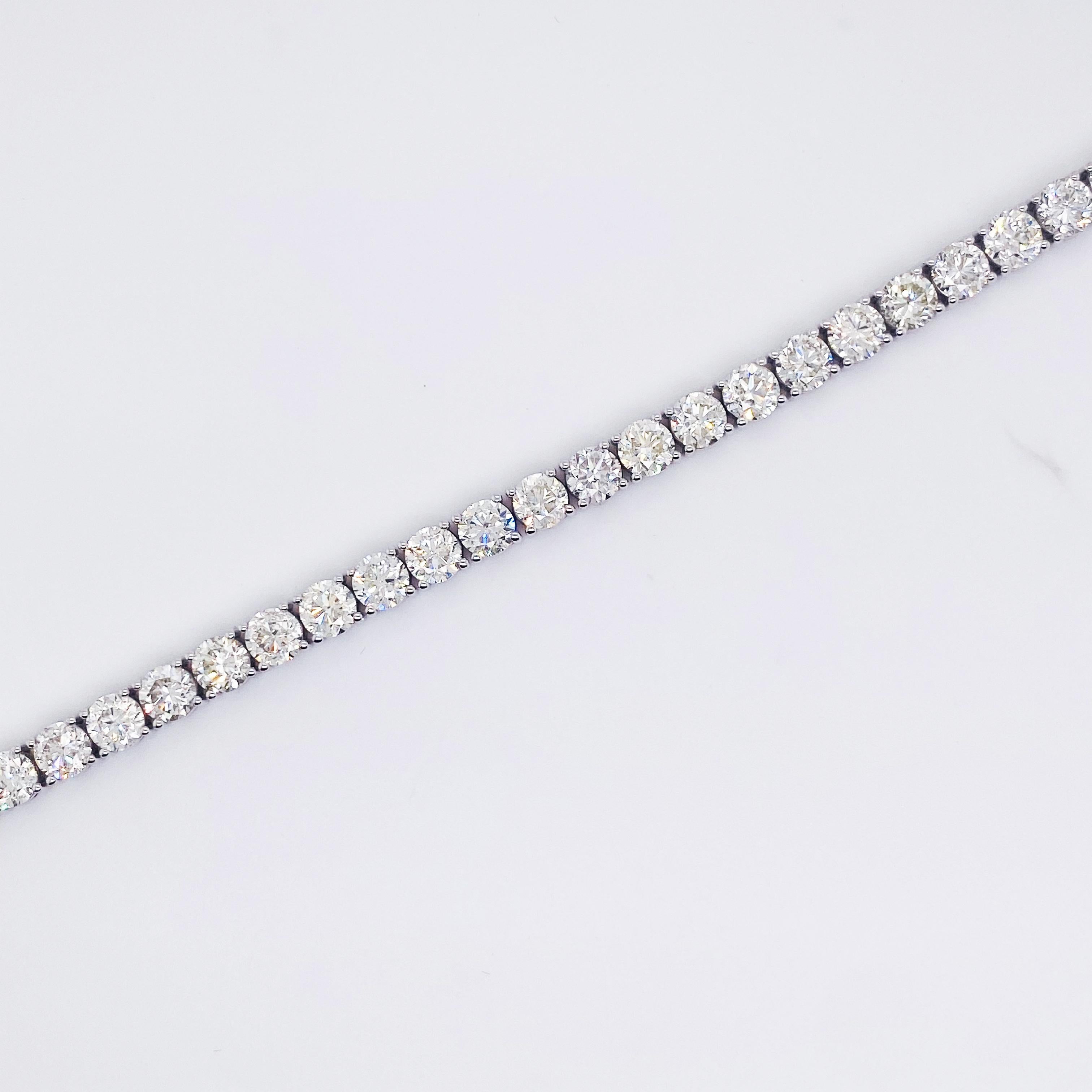 Bracelet tennis XL en or blanc 14 carats et diamants de 17,00 carats Unisexe en vente