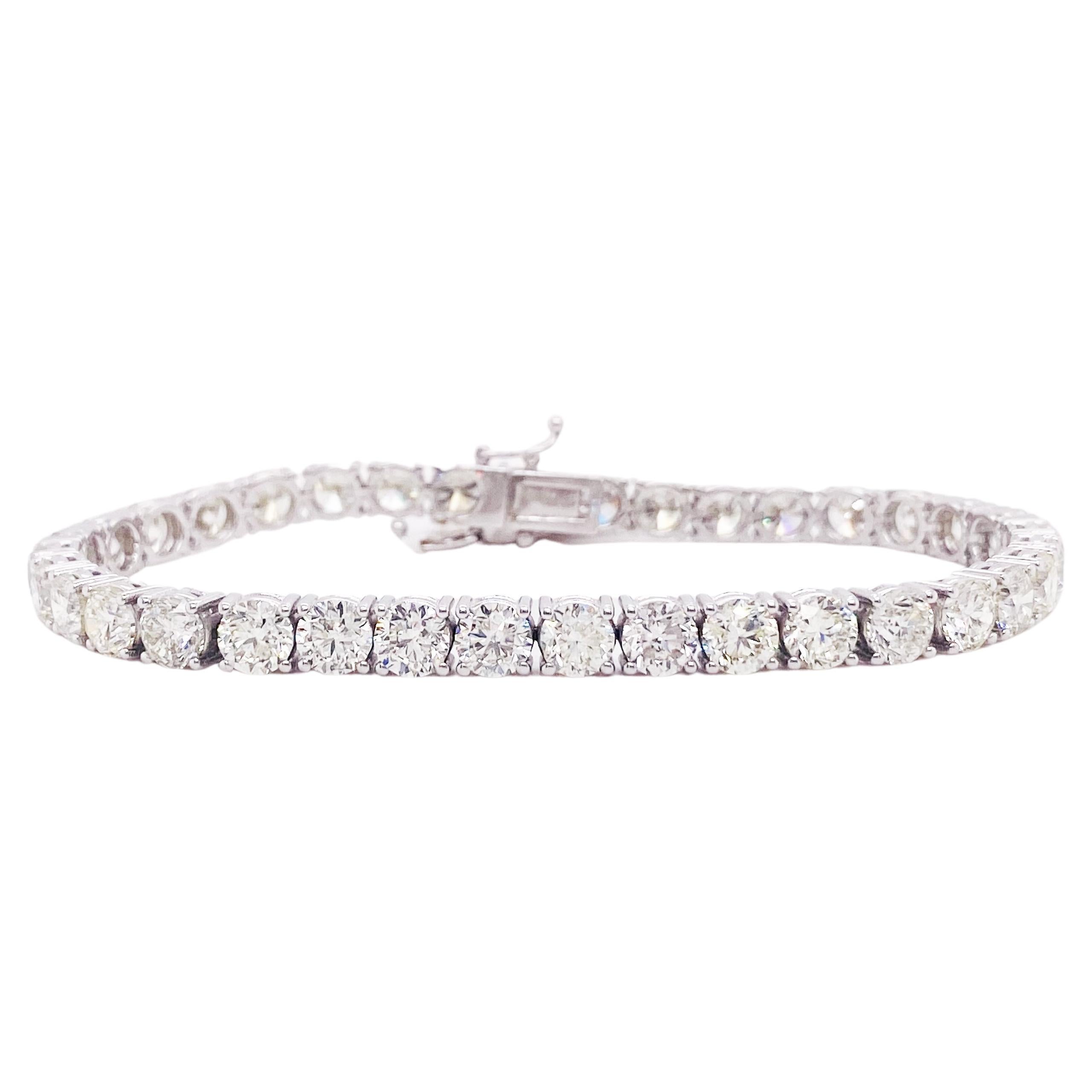 Bracelet tennis XL en or blanc 14 carats et diamants de 17,00 carats en vente