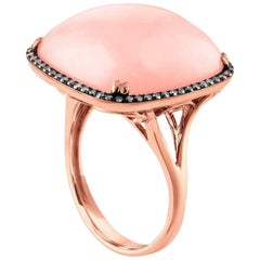 17.00 Carat Pink Opal and Diamonds Gold Statement Ring
