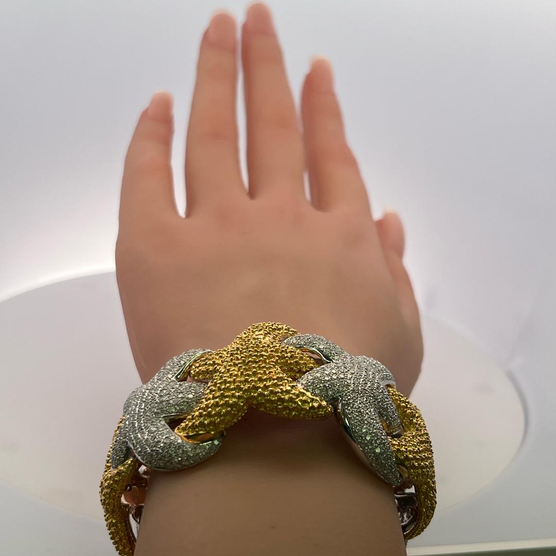 17,00 Carati Diamante rotondo brillante G VS Bracciale in oro bicolore 18 carati in vendita 6