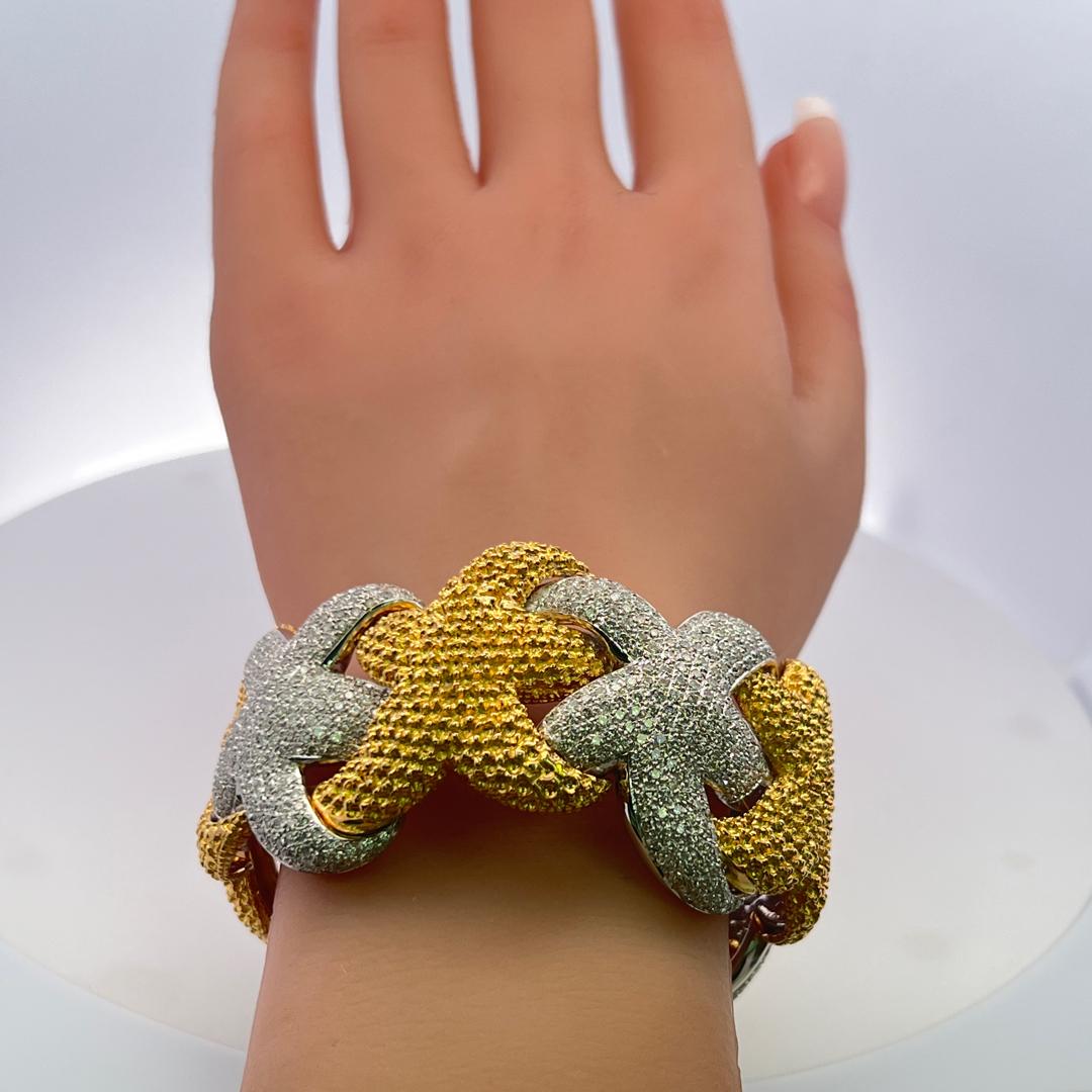 17,00 Carati Diamante rotondo brillante G VS Bracciale in oro bicolore 18 carati in vendita 7