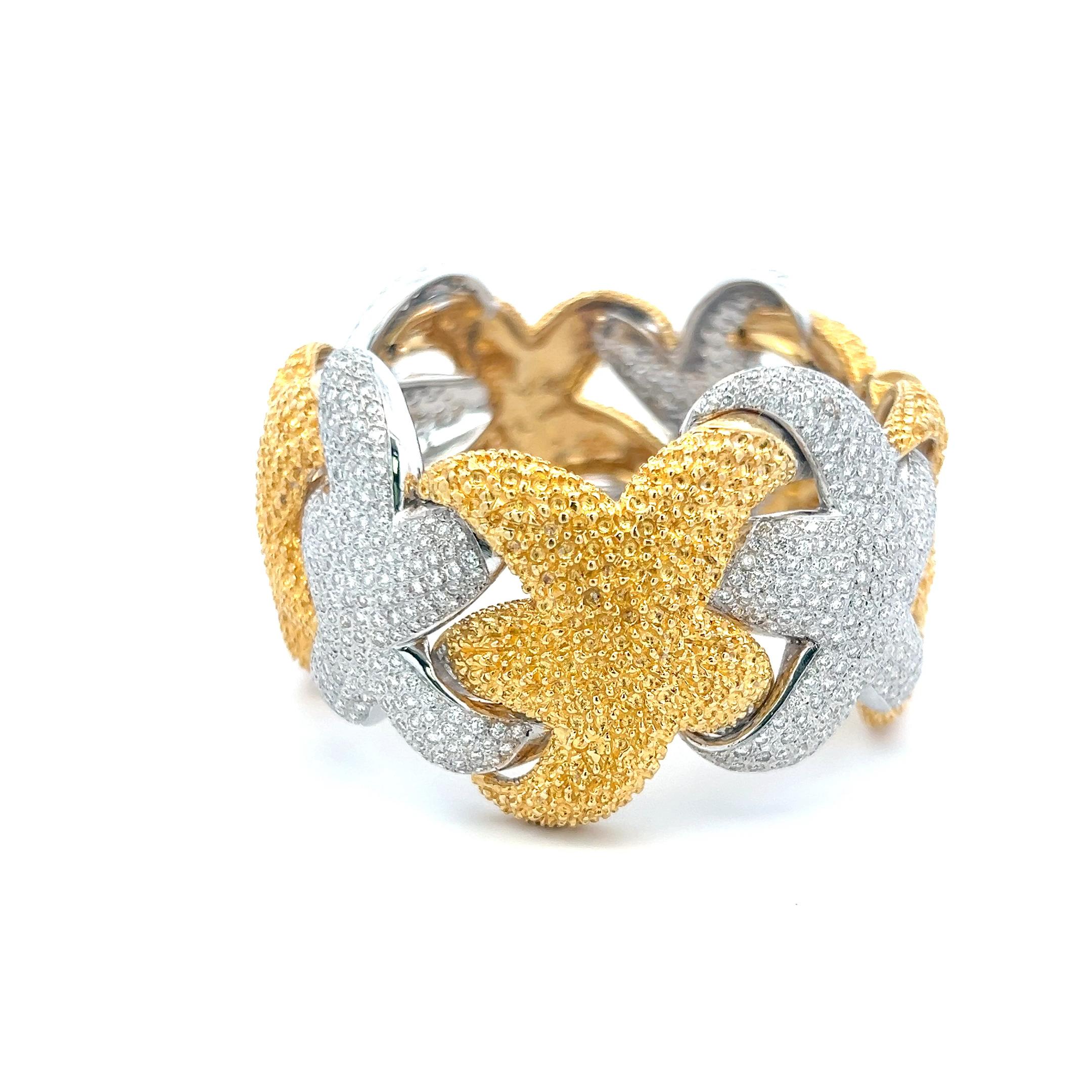 Taglio brillante 17,00 Carati Diamante rotondo brillante G VS Bracciale in oro bicolore 18 carati in vendita