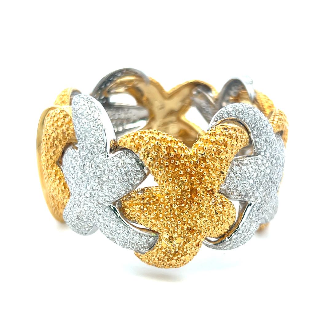 17,00 Carati Diamante rotondo brillante G VS Bracciale in oro bicolore 18 carati in vendita 1