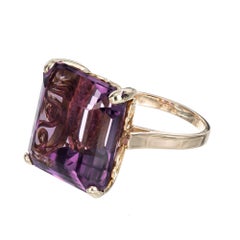 17.00 Carat Square Purple Amethyst Gold Cocktail Ring