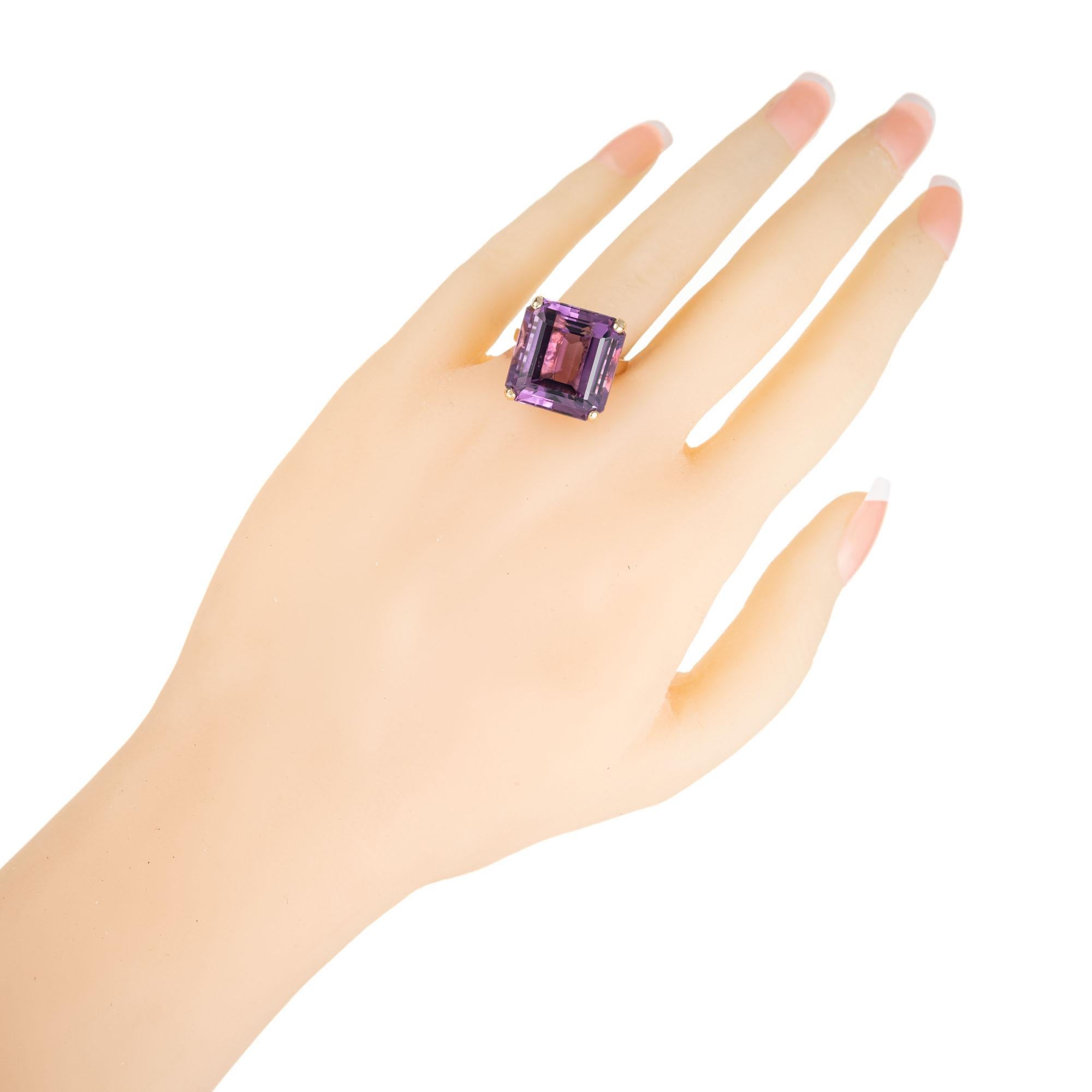 17.00 Carat Square Purple Amethyst Gold Cocktail Ring 1