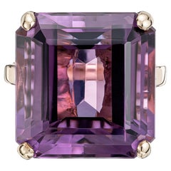 17.00 Carat Square Purple Amethyst Gold Cocktail Ring