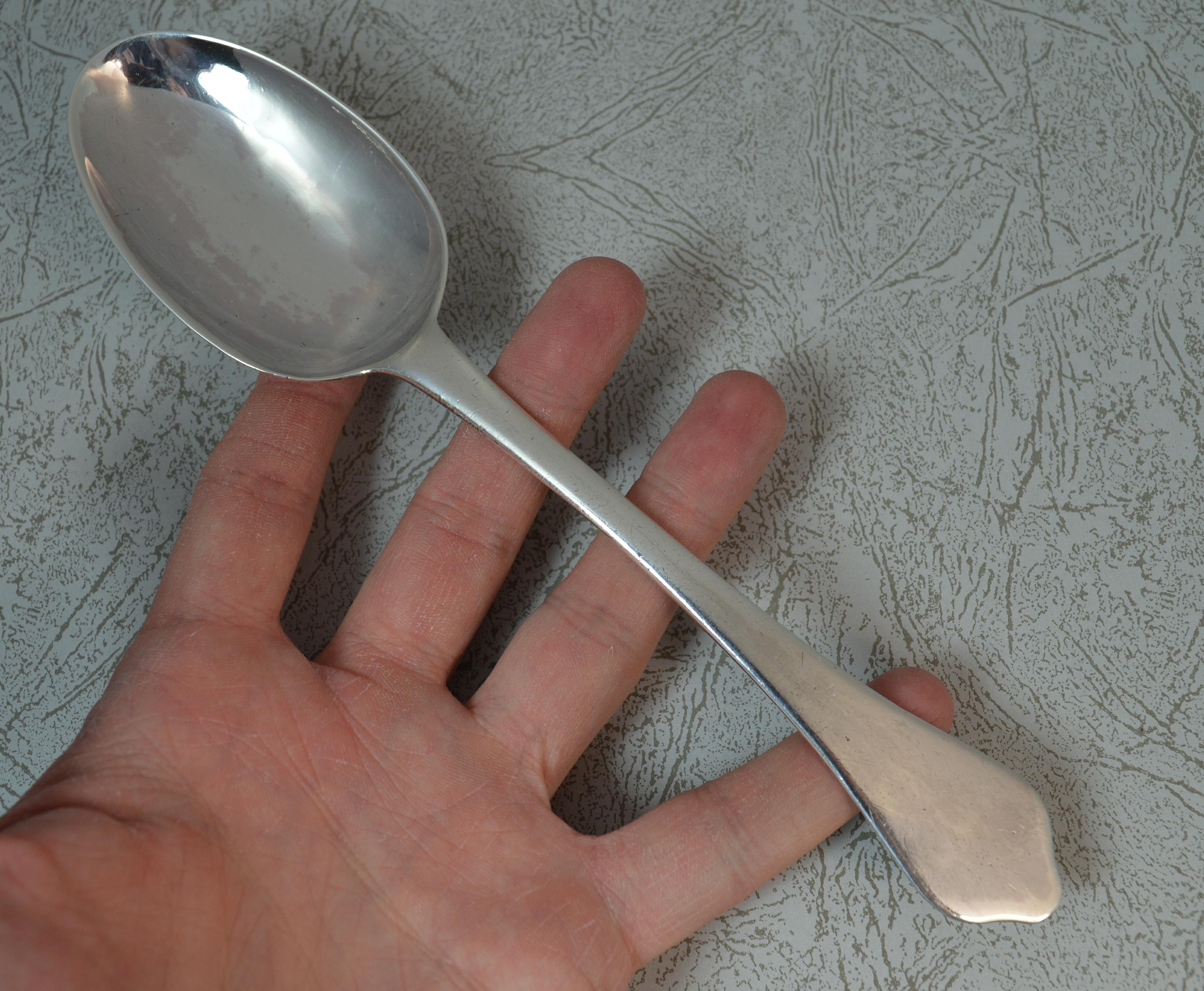 Cooper Bro England Satin Stainless Queen Anne Rat Tail Pierced Table Serve Spoon 