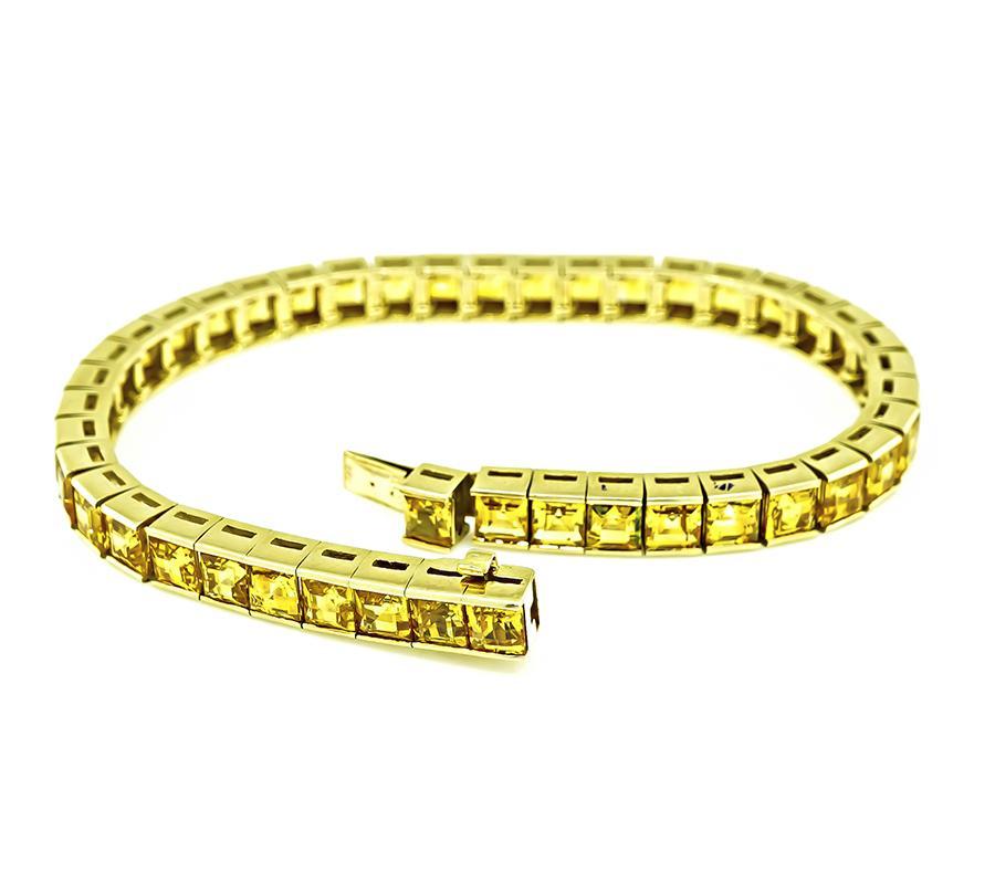 17.00ct Yellow Sapphire Gold Line Bracelet In Good Condition For Sale In New York, NY
