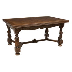 1700s / 1800s   Antique French Breton, Figural, Carved, Oak, Draw Leaf Table