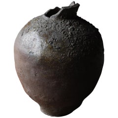 1700s-1800s Tokoname Japanese Antique Tsubo Pottery Ceramic Jar Wabi Sabi